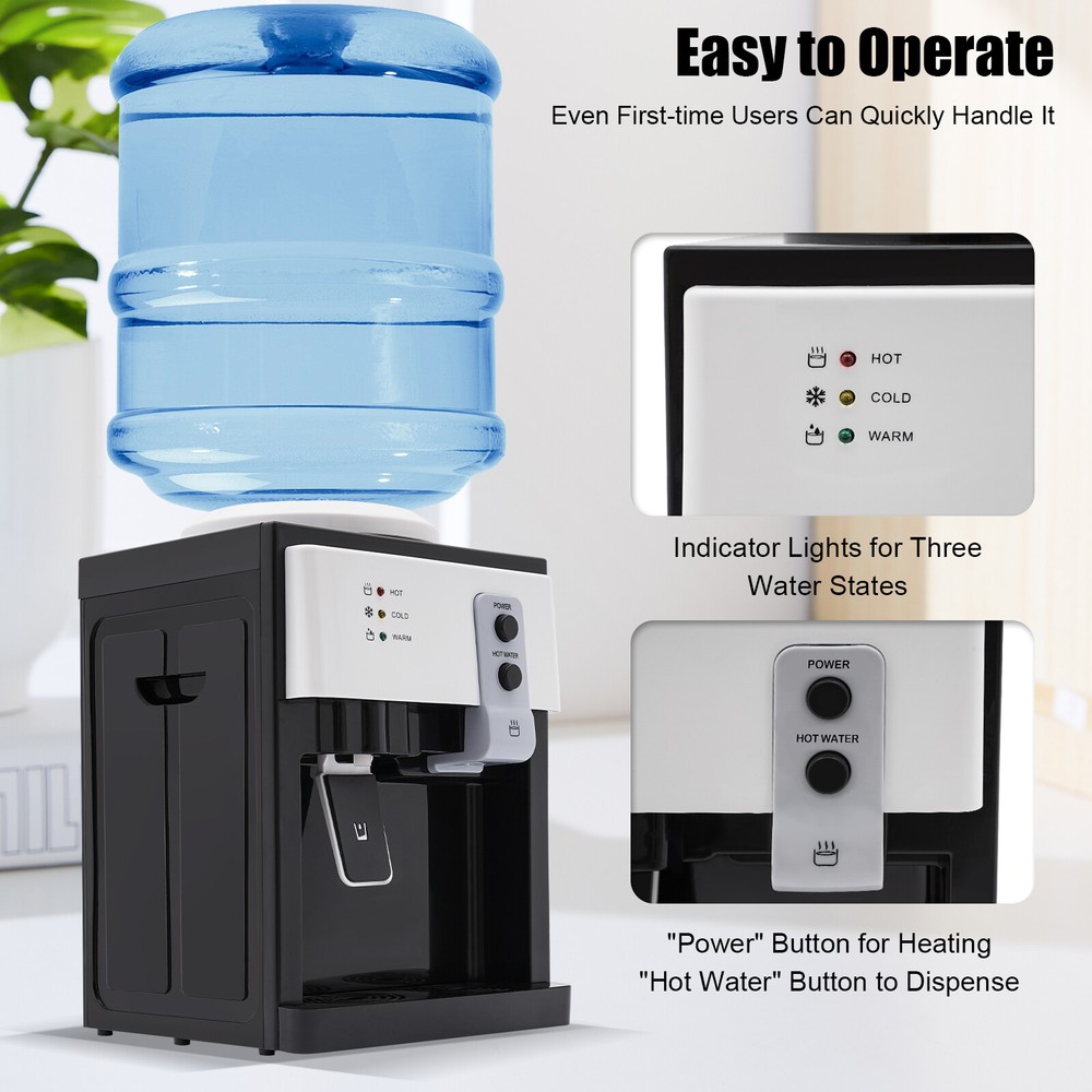 Top Loading Hot Cold Water Cooler Dispenser Countertop Drinking Machine 5 Gallon