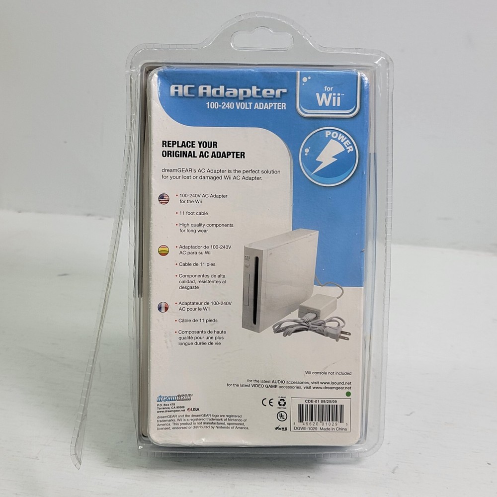 dreamGEAR Wii Game System AC Replacement Power Adapter Plug NOB 100-240 Volt