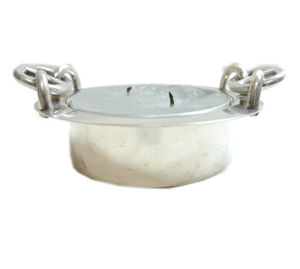 Auth HERMES Candle stand accessory case Chaine D'Ancre Sterling Silver #3183