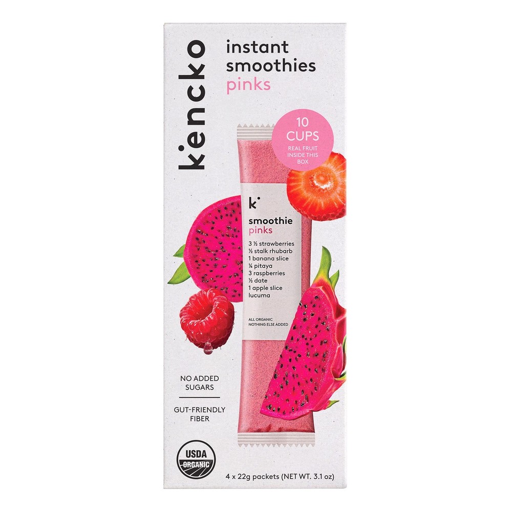 Kencko Pinks Organic Instant Fruit & Veggie Smoothies,78 oz, 4 Pack