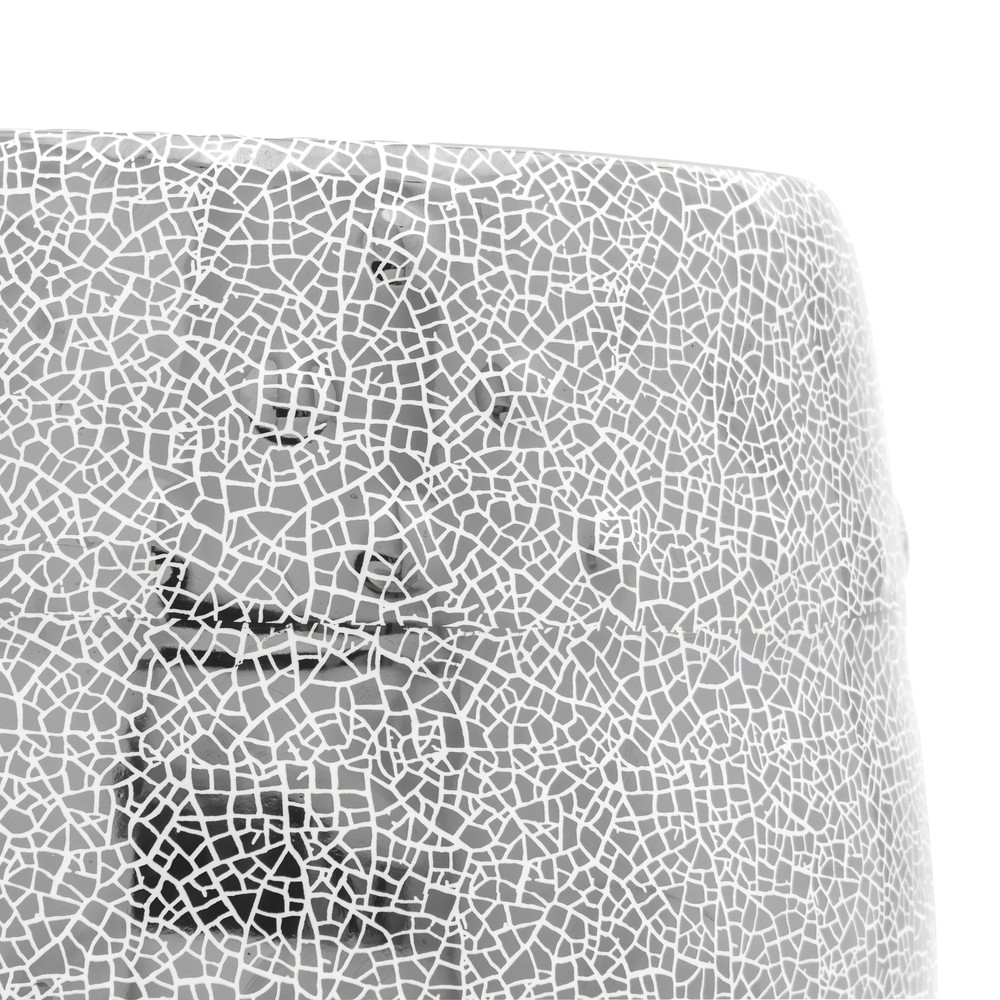 18" Silver Crackle Garden Stool