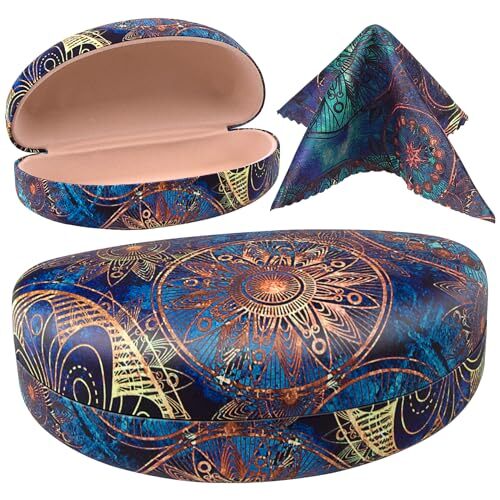 Oversized Hard Shell Sunglasses Case, Protective Holder for Extra Blue Compass