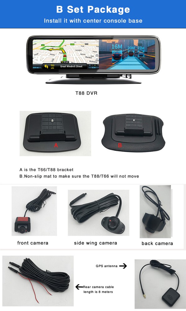 4G Android 10 dash cam ADAS Rearview Mirror video recorder 4 cameras panoramic