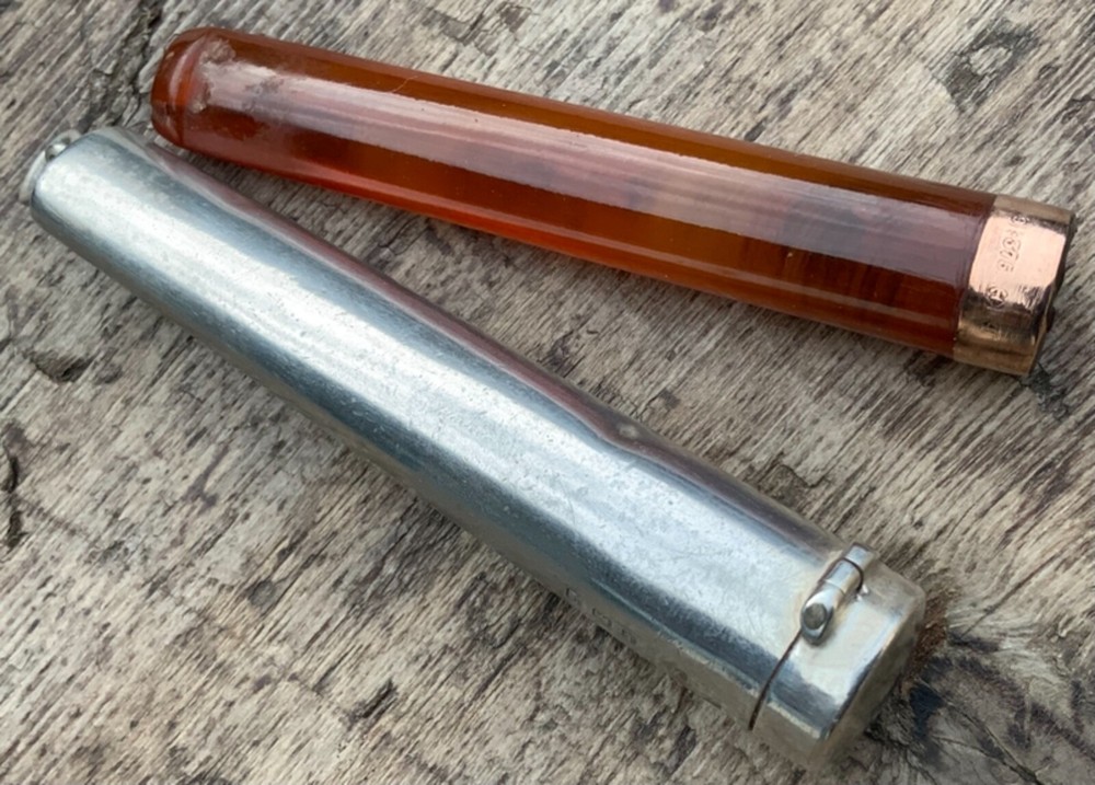 Antique British Amber and Gold Mouthpiece + Solid Silver Hallmarked case