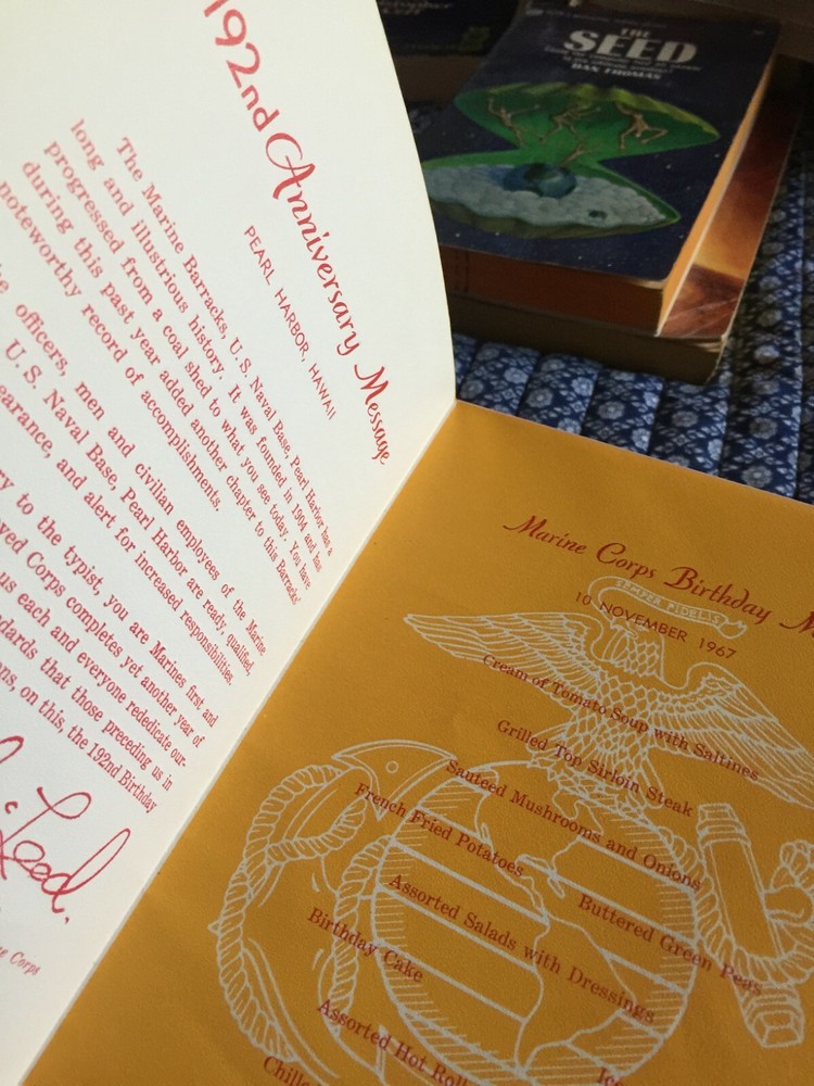 192nd Anniversary Menu : (Pearl Harbor Barrack Menu 1967)