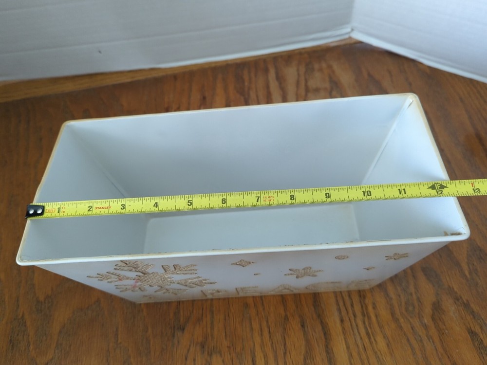 Tin Snowflake Peace White Planter/Gift Basket/ Home Decor
