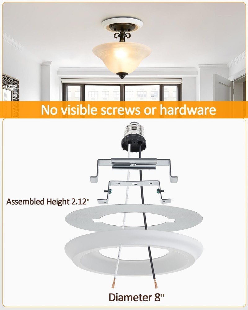 Luvkczc 2-Pack Recessed Can Light Conversion Kit for 5" & 6" Ceiling Fixtures E2