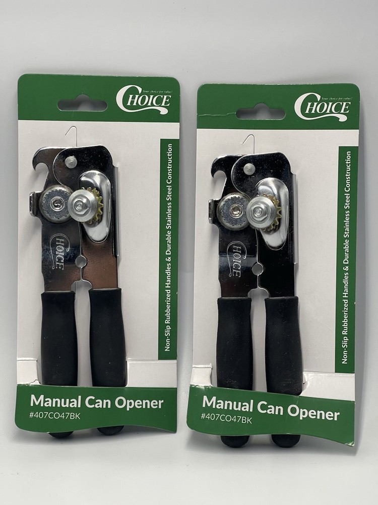2 Pack Choice Manual Can Opener with Black Handle Restaurant Kitchen