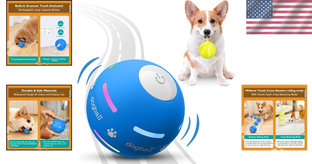 Upgraded Motion-Activated Interactive Dog Ball - Durable & USB Rechargeable