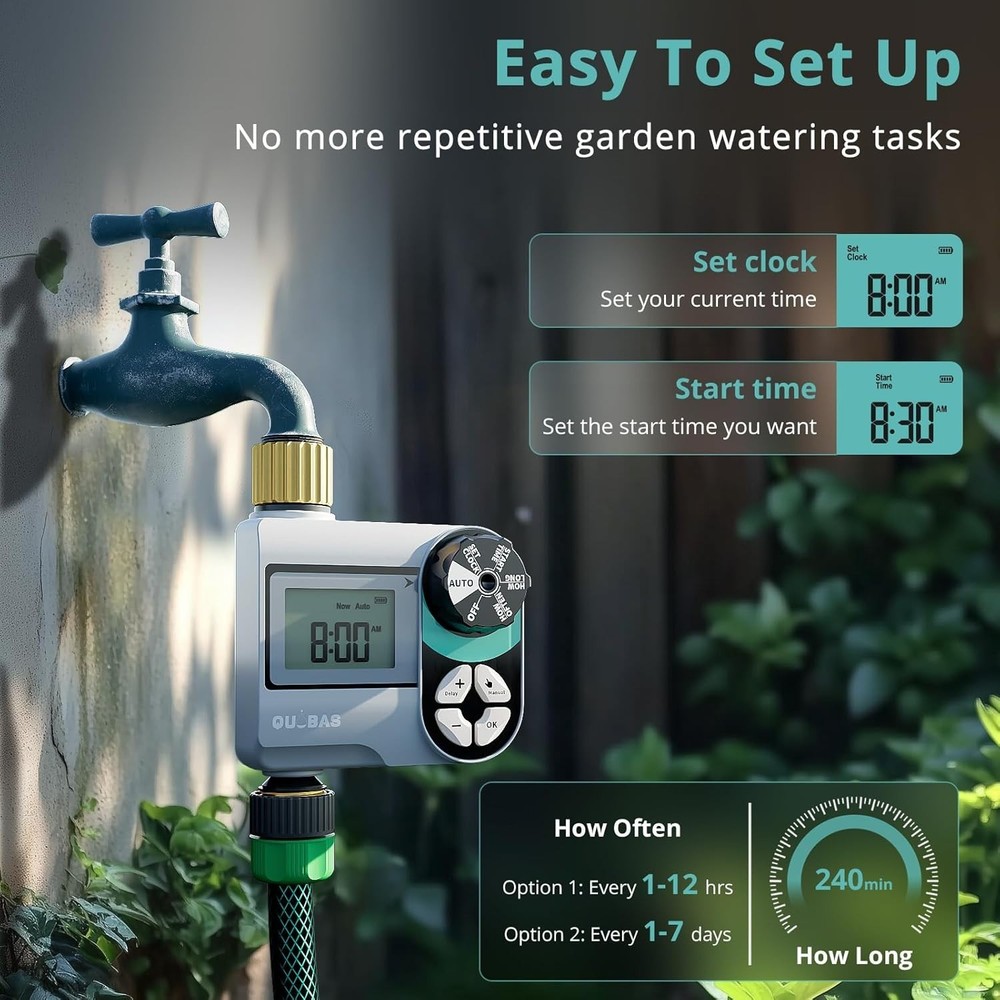 Brass Water Timer - Programmable Garden Hose Faucet Controller - Waterproof L...
