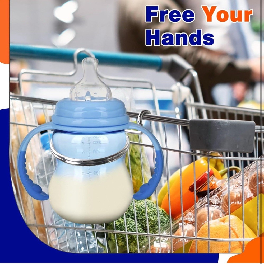 4 Pcs Portable Shopping Cart Cup Holders – Coffee & Drink Holder, Silver New