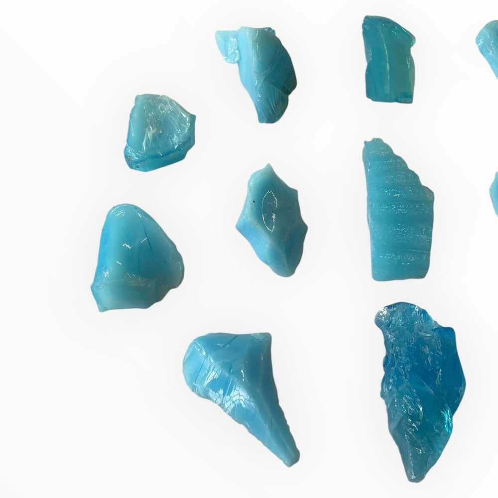 Satin Blue Slag Glass Cullet Assortment #6A2