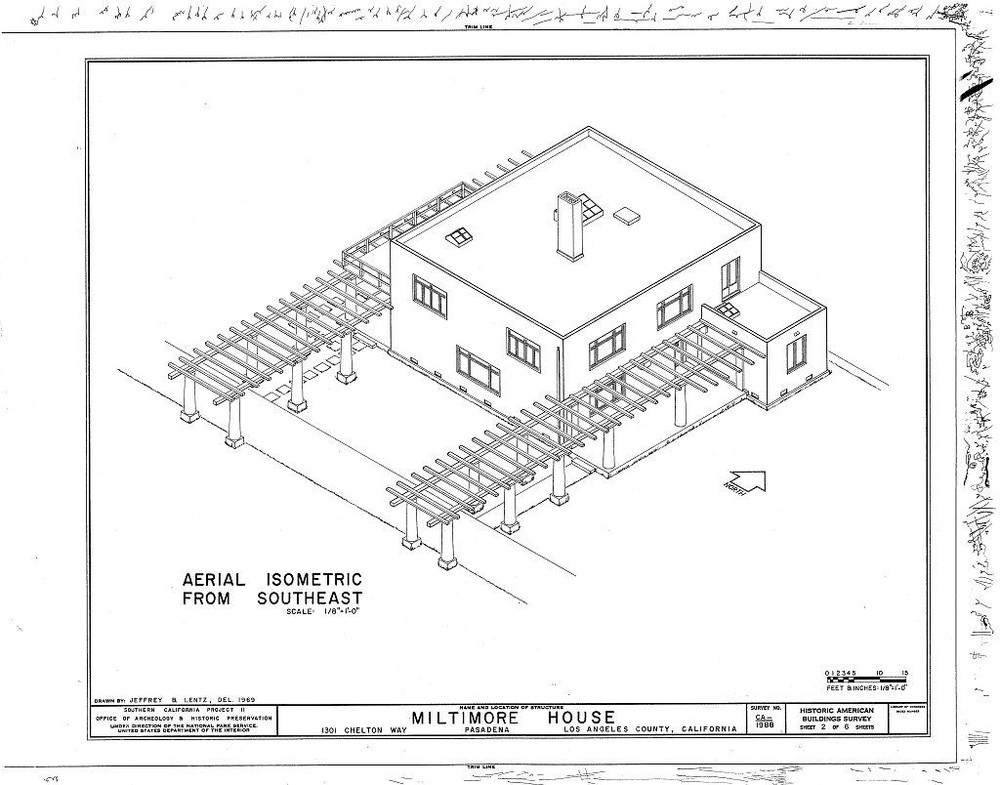 Irving Gill - California mediterranean home plan, PRINTED architectural plans