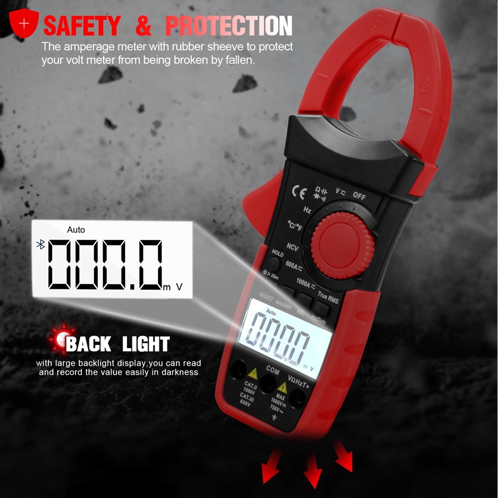 6000 Counts Digital Clamp Meter Multimeter True RMS AC DC Current Volt Amp Meter