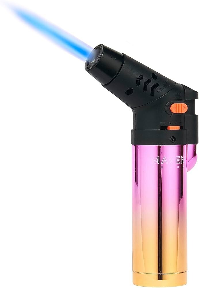 😎2 x MAVEN ALPHA CHROME ✨ JET FLAME TORCH LIGHTER 🌟 REFILLABLE & ADJUSTABLE 🔥