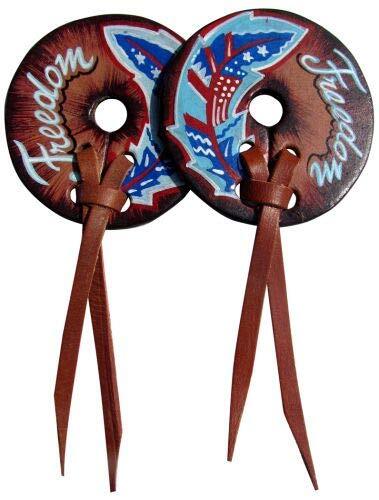 Hand Painted "Freedom" Feather Design Leather Bit Guards