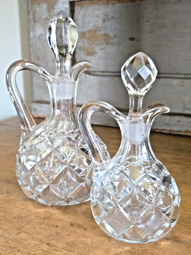 Antique Pair Heisey Pillows Cruets