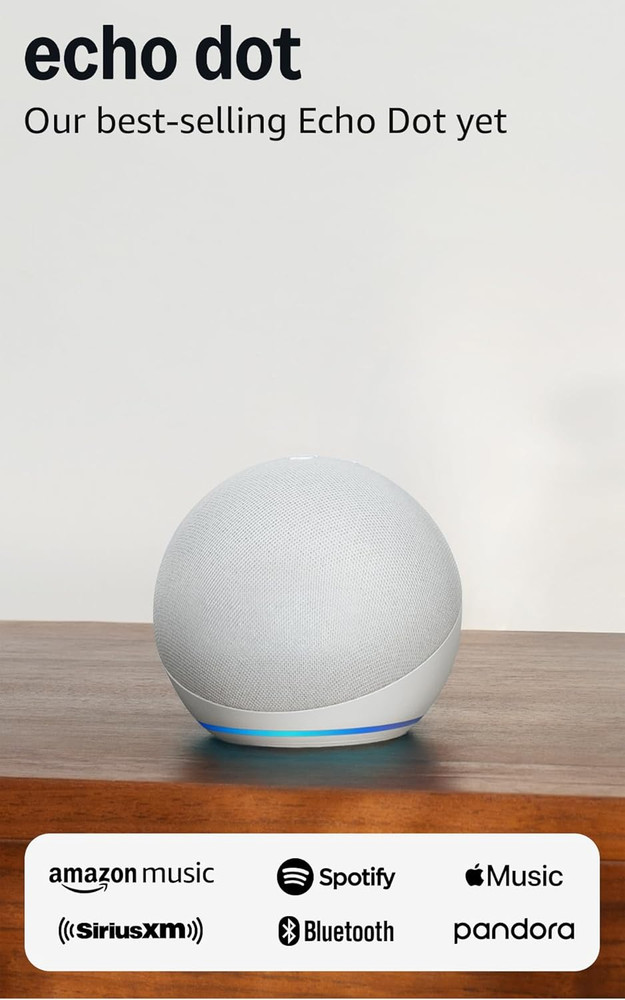 Amazon Echo Dot 5th Gen Smart Speaker with Alexa WiFi Bluetooth Glacier White