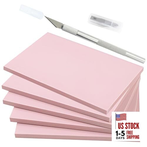 5 Pack Rectangular Rubber Stamp Carving 4x6 Linoleum Blocks for Printmaking