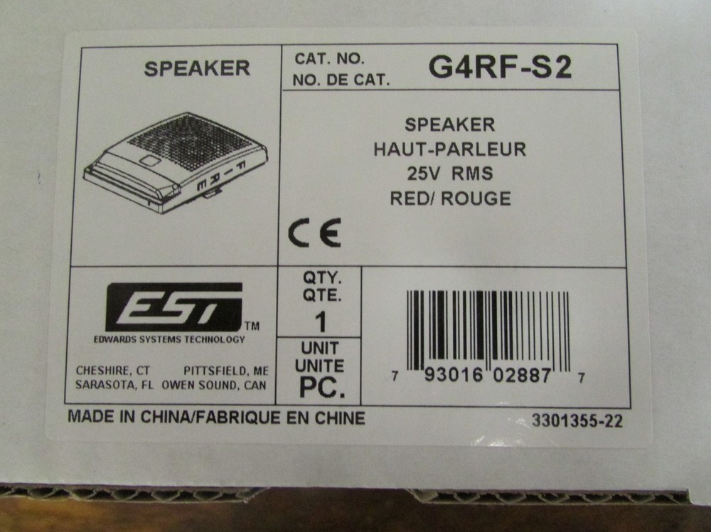EDWARDS EST G4RF S2 25V RMS Fire Alert Speaker
