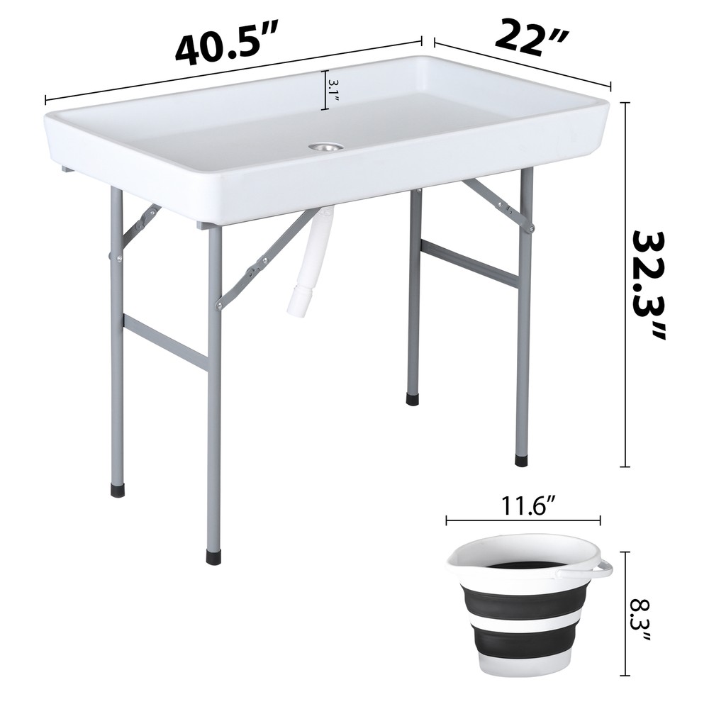 Foldable Party Ice Bin Table with Edge & Skirt Portable Folding Tailgating Table