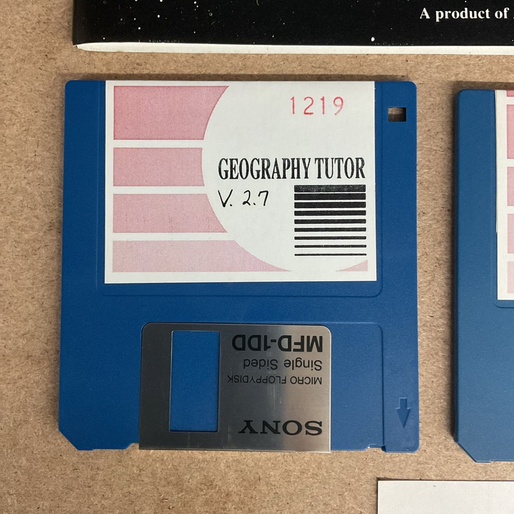 Geography Tutor Sony Micro Floppy Disk MFD-1DD Version 2.7 - No Box