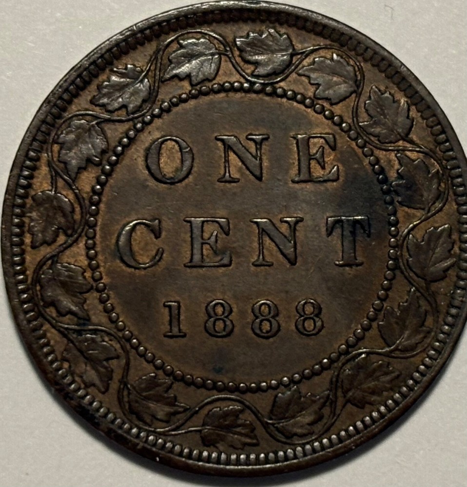 Error 1888 Double 8 & Die Cracks Canada Large 1 Cent - High Grade Coin