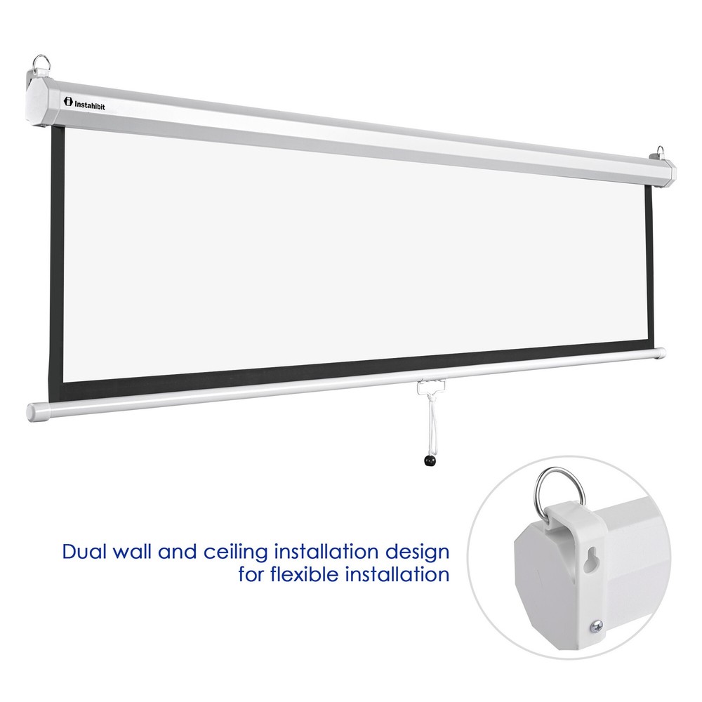 72" 16:9 Manual Pull Down Projector Screen Matte White Movie Video Home Theater