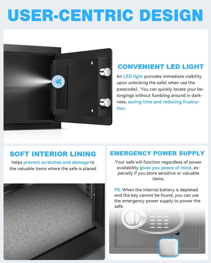 1.8 Cu Ft Safe Box with Fireproof Waterproof for Documents - Steel Security P...