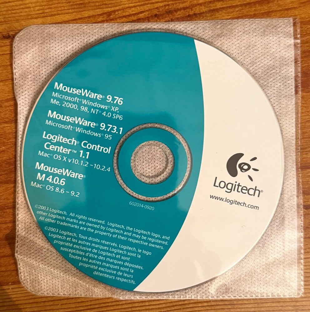 Logitech MouseWare 9.76 CD-ROM for Windows & Mac OS - Disc Only - For Mouse