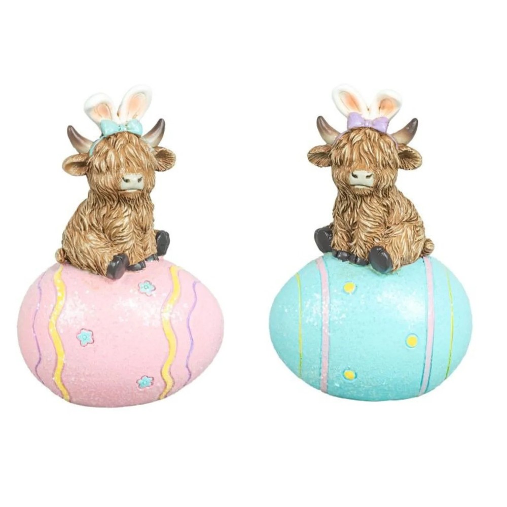 Bunny Ears Highland Cow on Easter Eggs Set 66105