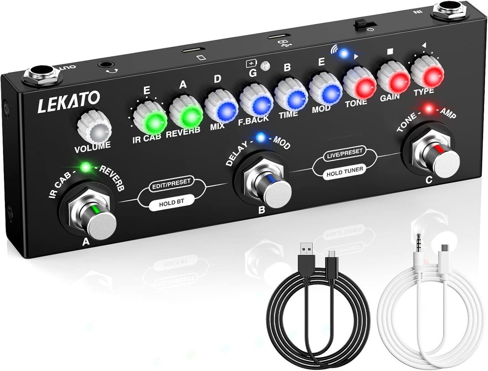Multi Effects Guitar Pedal: 9 AMP Models, USB & Bluetooth Recording Support