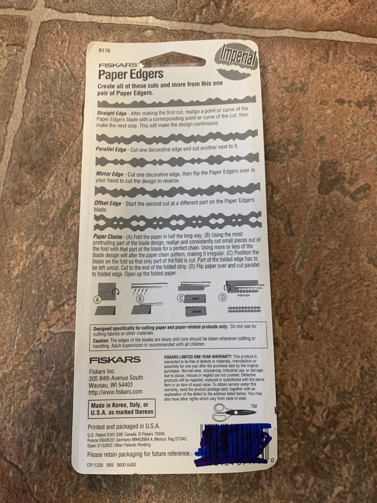 Vintage Fiskars Paper edger: Imperial Pattern