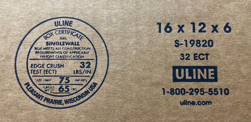 16" x 12" x 6" Cardboard Corrugated Box - SINGLE BOX