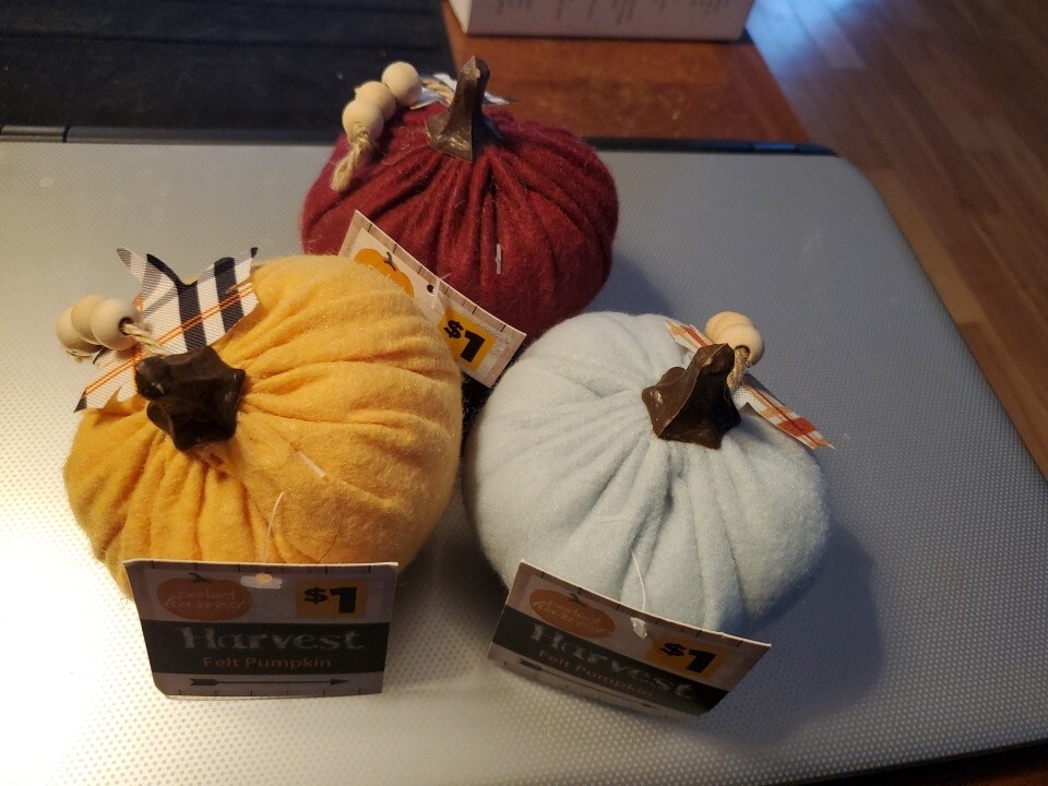 NWT Harvest Felt Pumpkins Multicolor