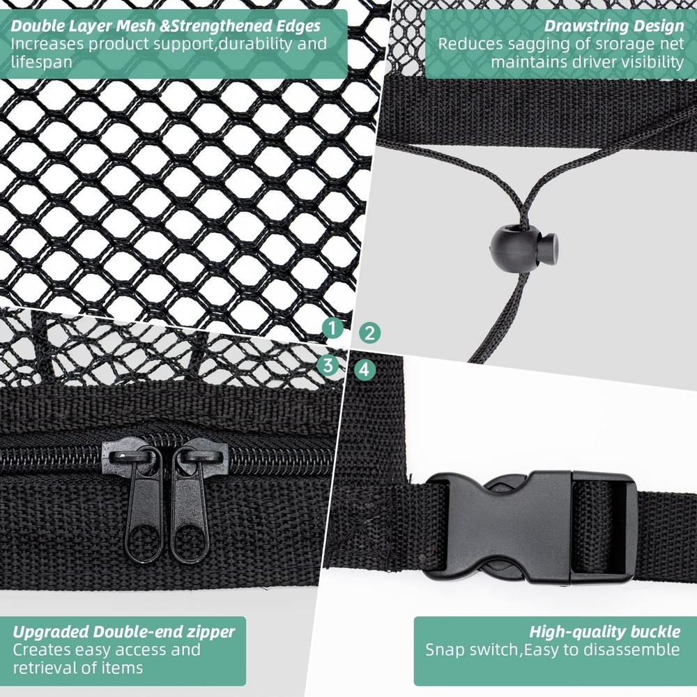 Kaskawise Car Ceiling Cargo Net, 31"x21" Adjustable Double-Layer Mesh SUV Roo...