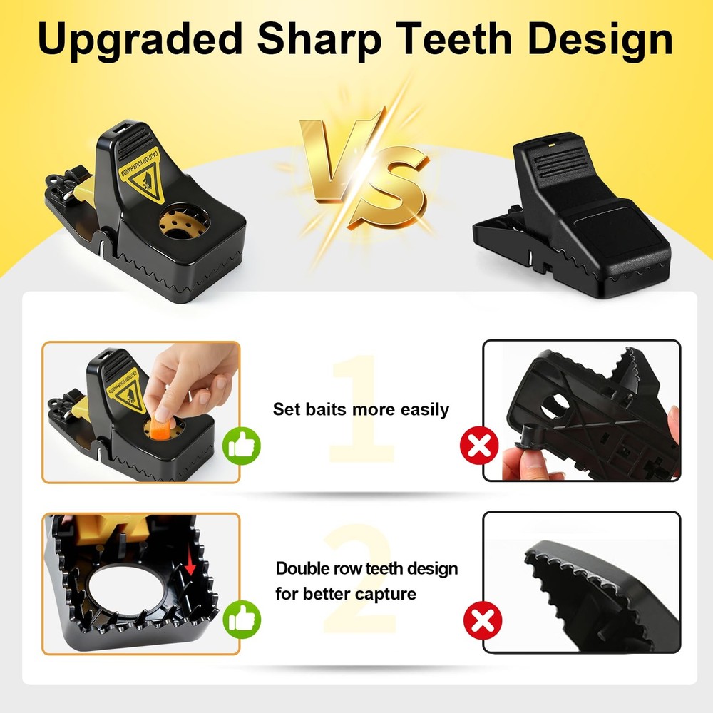 6-Pack Mouse Traps, Small Mouse Trap Indoor for Home, High Sensitive Mice Tra...