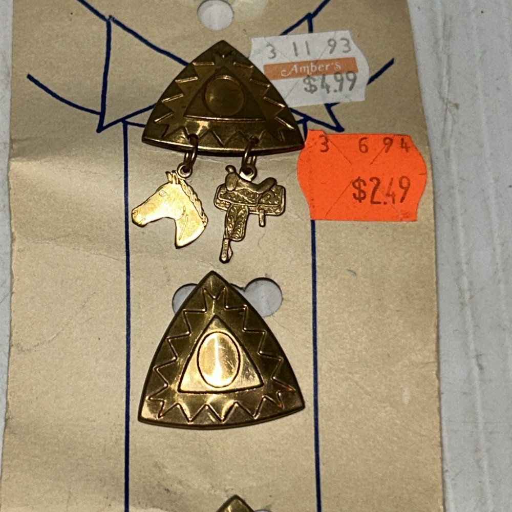 Vtg Southwestern Brass Button Covers Bee Hive Austin Texas Triangular Western