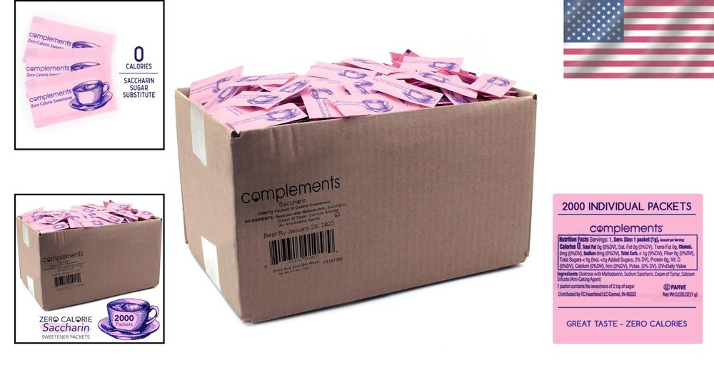 Kosher Zero Calorie Sweetener Packets, 2000 Ct