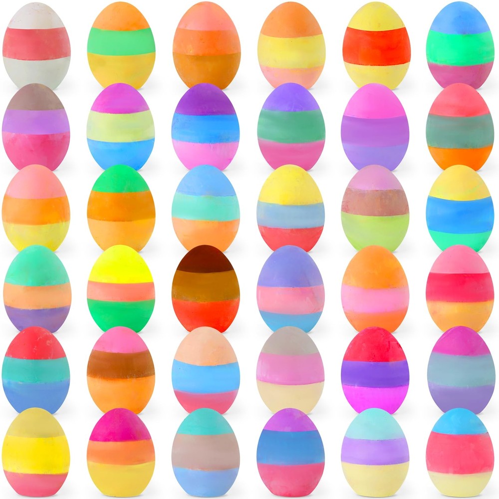 36 Pack Easter Sidewalk Chalks Bulk 3-Layer Chalk Eggs for Kids Easter Basket...