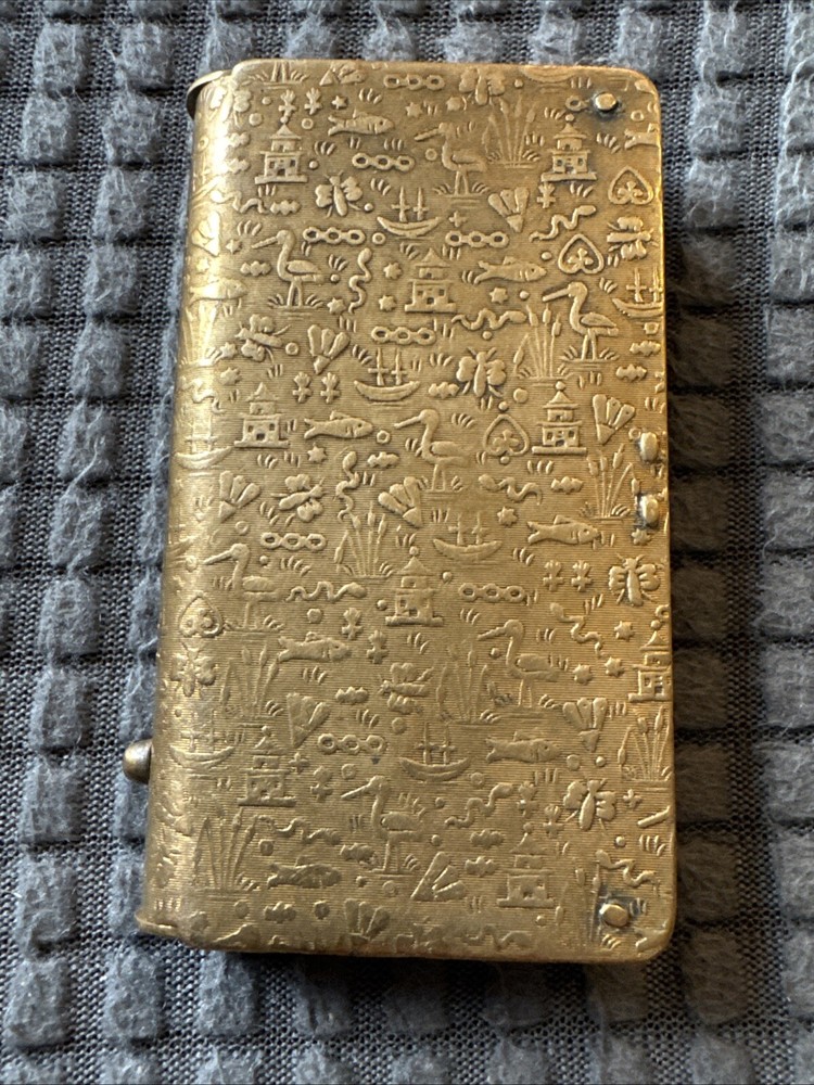Antique Brass Match Safe - Hieroglyphs