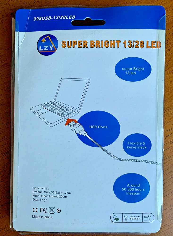 LZY Home Desktop Portable Flexible USB 13 Super LED Computer Light White