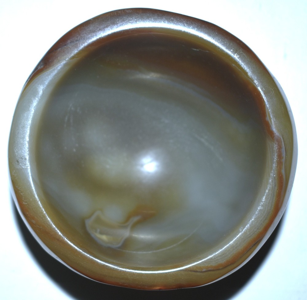 Pretty Brown Agate Bowl 3.55"/361 Grams