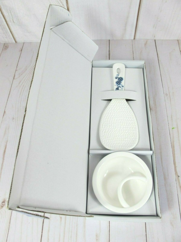 Ceramic Rice Scoop and Holder Kitchen Art ~ NEW