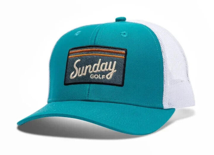 Sunday Golf Trucker Hat Golf Cap Adjustable Aqua
