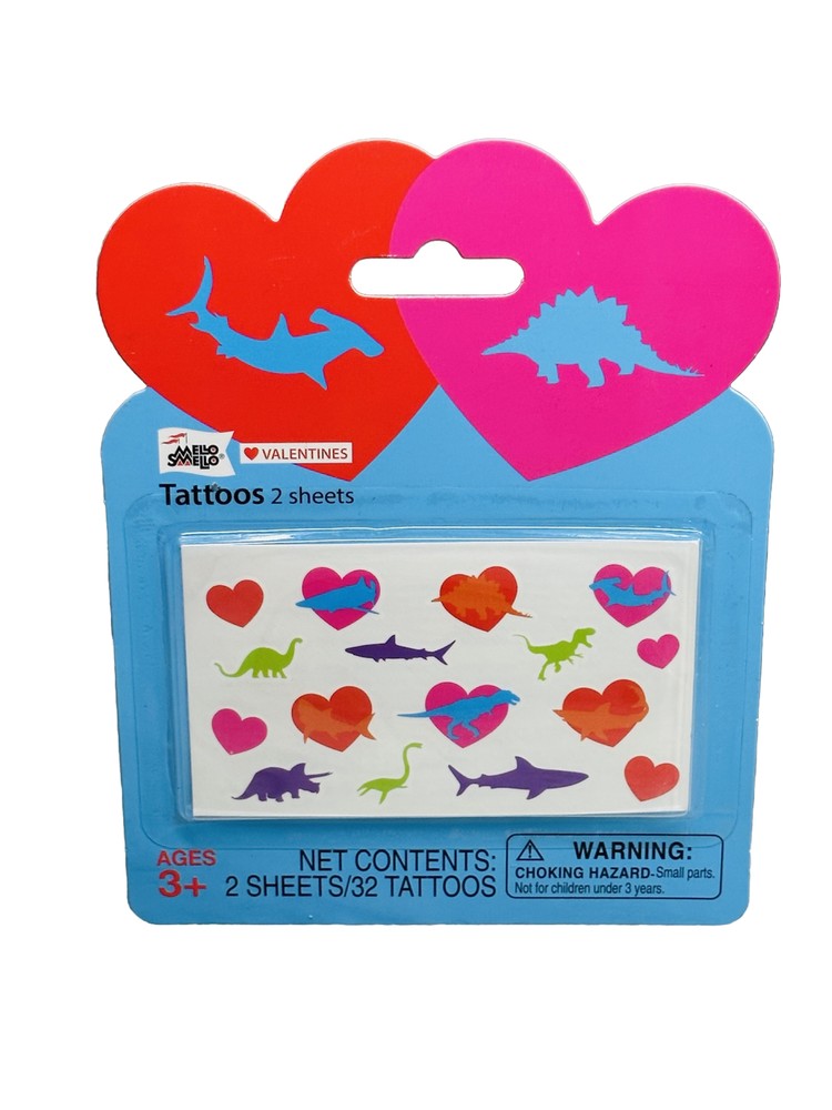 Mello Mello Valentines Tattoos 2 Sheets  32 Tattoos Ages 3+