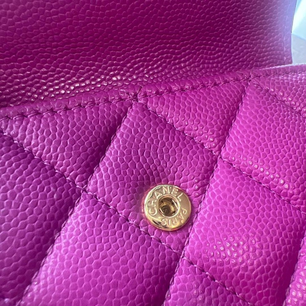 CHANEL Tri-Fold Wallet Mini Wallet Purple