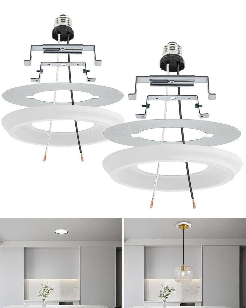Luvkczc 2-Pack Recessed Can Light Conversion Kit for 5" & 6" Ceiling Fixtures E2