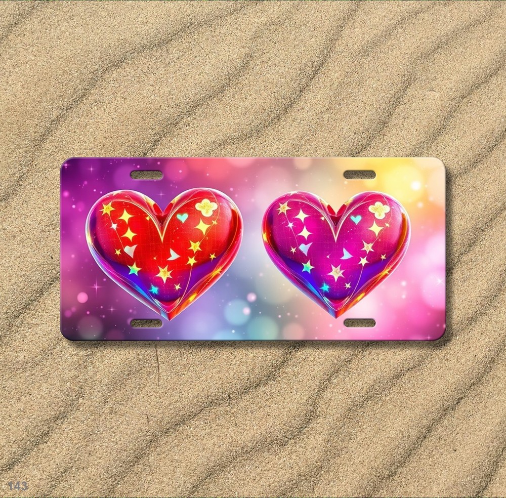 Bold Hearts License Plate Your Text Front Plate Holiday Gift