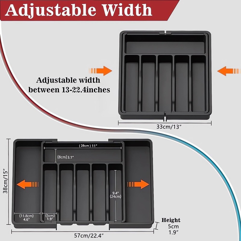 Flatware Organizers - Kitchen Drawer Organizer for Utensils and Silverware Ex...